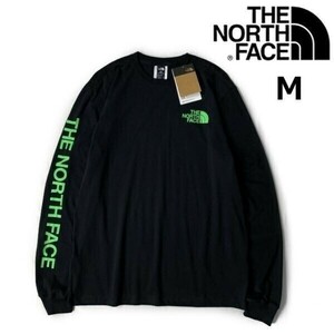 1円～!売切!【正規新品】THE NORTH FACE◆L/S HIT GRAPHIC TEE 長袖 Tシャツ ロンT US限定 2023最新 袖ロゴ 男女兼用(M)黒 180902-23