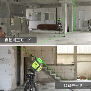 レーザー 計測 測定 12ライン グリーン 墨出し器 4方向大矩照射 照射モデル 自動補正機能 高輝度 DIYの画像5