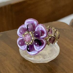 13-15 number beads ring ring petal beads. . flower manner ring purple 