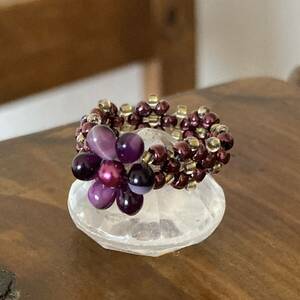 18-20 number beads ring ring Drop beads. . flower manner ring purple 