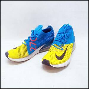 ●NIKE ナイキ エアマックス air270 ニットランニングシューズ 靴 スニーカー イエロー×ブルー 27.5㎝ USED●G2405