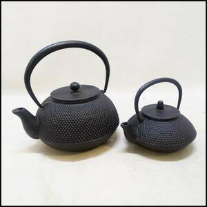 ●南部鉄器 鉄瓶 池永 急須 2点 茶道具 茶器 伝統工芸 工芸品 1814g/910g 水漏れなし 中古品●G2476