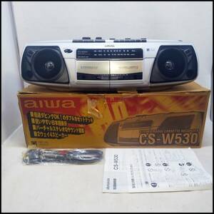 ●aiwa アイワ AM/FM ステレオ ラジオ Wカセット レコーダー レトロ Wラジカセ CS-W530 ラジオ受信/テープ再生OK 現状動作品●C2649