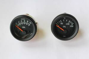  old car oil pressure gauge oil thermometer set 52mm unused 