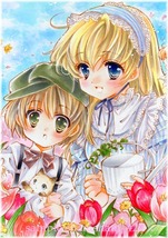 オリジナルイラスト3枚セット◇春少女 ～チューリップ～ B◇A4_画像3