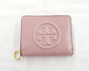 トリーバーチ/TORY BURCH 二つ折り財布 ラウンドファスナー ピンク レザー レディース ファッション小物 ウォレット