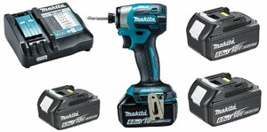 送料無料!! 新品 makita/マキタ 充電式インパクトドライバ TD173DRGX ブルー＆ 別売バッテリーBL1860B×2個セット 充電器付属 18V 6.0Ah