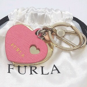 保存袋付き　フルラ　ダブルハート　キーホルダー　キーリング　FURLA