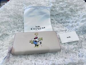 37 新品未使用 COACH コーチ 長財布 ディズニー コラボ ミニーマウス ラウンドファスナー アウトレット CH472