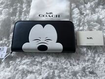 139 新品未使用　COACH コーチ 長財布 ディズニー ミッキーマウス　コラボ　ラウンドファスナー アウトレット　F54000_画像1