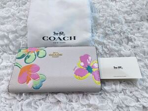 165 新品未使用COACH コーチ 長財布 花柄 アウトレット C8715