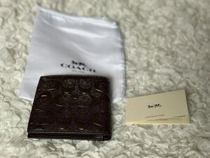 36 新品未使用 COACH コーチ 二つ折り財布 ミニ財布 シグネチャー アウトレット F75363