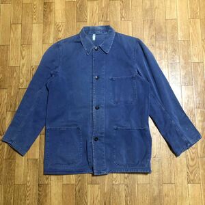 ~70s utilac French Work jacket coverall blue 48 size old clothes Vintage euro 