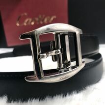 1円～ 【希少品】Cartier カルティエ ベルト トーチュ アルディロン レザー 本革 ブラック 黒 シルバー金具 通勤 通学 ビジネス メンズ _画像1