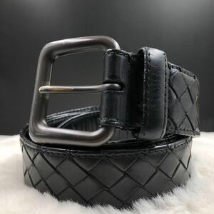 Bottega Veneta ボッテガヴェネタ ベルト イントレチャート 編み込み メッシュ レザー 本革 ブラック 通勤 通学 ビジネス メンズ 90サイズ