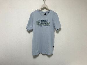 本物ジースターロウGSTARRAWコットンプリント半袖Tシャツメンズサーフアメカジミリタリーワークスケーターバイカー青ブルーM