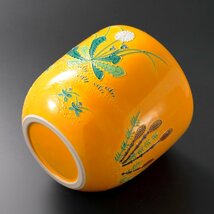 【古美味】二代中村翠嵐 浅黄交趾春の絵水指 茶道具 保証品 d8HN_画像6