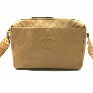 1円 CHANEL シャネル ココマーク キャビアスキン マトラッセ ショルダー バッグ ベージュ a2387