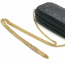 1円 CHANEL シャネル ココマーク マトラッセ ラムスキン ミニ ポーチ チェーン ショルダー バッグ ブラック a2478_画像6