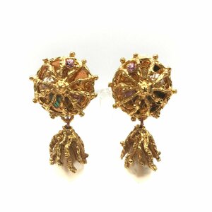 １円 美品 Christian Lacroix クリスチャンラクロア ストーン パール ヴィンテージ ゴールド イヤリング アクセサリー a1924