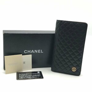 1円 良品 CHANEL シャネル ココマーク マトラッセ ラムスキン 長財布 ウォレット ブラック a2024