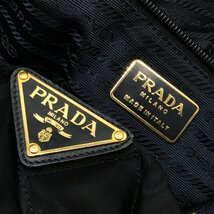 1円 PRADA プラダ ナイロン 三角ロゴ プレート チェーン ショルダー ボストン バッグ ネイビー m10885_画像10