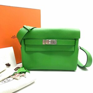 HERMES Hermes Kelly mesenja- shoulder bag PM ever color green ve-ru yucca SV metal fittings B stamp unused storage goods k1656