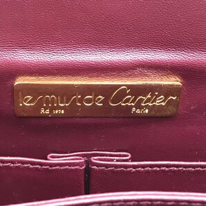 1円 良品 Cartier カルティエ マストライン ゴールド金具 スエード レザー ヴィンテージ ショルダー バッグ ボルドー a2840の画像9