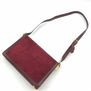 1円 良品 Cartier カルティエ マストライン ゴールド金具 スエード レザー ヴィンテージ ショルダー バッグ ボルドー a2840の画像2