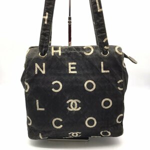 1円 CHANEL シャネル ココマーク アイコン キャンバス トート ショルダー バッグ ブラック a2874