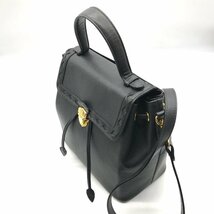 1円 良品 Yves Saint Laurent イヴサンローラン ２WAY ゴールド 金具 ヴィンテージ ハンド ショルダー バッグ 黒 a2868_画像2