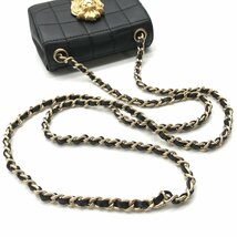 CHANEL シャネル ココマーク ライオン金具 ミニ マトラッセ ラムスキン チョコバー チェーン ショルダー バッグ ブラック 良品 ga2693_画像6