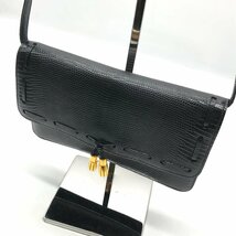 1円 良品 HERMES エルメス タッセル ゴールド 金具 リザード ヴィンテージ ショルダー バッグ ブラック a2780_画像2