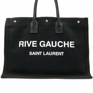 良品 YSL イヴサンローラン リヴ ゴーシュ キャンバス ハンド ビッグ トート バッグ ブラック ga2785