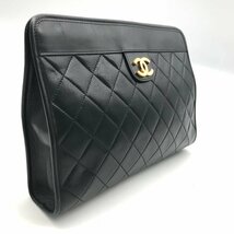 美品 CHANEL シャネル ミニ マトラッセ ココマーク クラッチ バッグ ブラック a1224_画像10