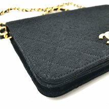 美品 CHANEL シャネル ココマーク ミニマトラッセ コットン プッシュロック チェーン ショルダー バッグ ブラック a1736_画像5