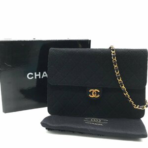 美品 CHANEL シャネル ココマーク マトラッセ コットン プッシュロック チェーン ショルダー バッグ ブラック a2773