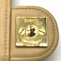 良品 CHANEL シャネル ココマーク マトラッセ ラムスキン プッシュロック チェーン ショルダー バッグ ベージュ a2104_画像10