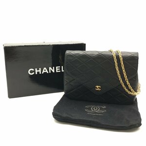 良品 CHANEL シャネル ココマーク プッシュロック ダイヤステッチ ラムスキン チェーン ショルダー バッグ ブラック a2688