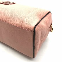 良品 LOEWE ロエベ アナグラム レザー ボストン ハンド バッグ ピンク a2677_画像4