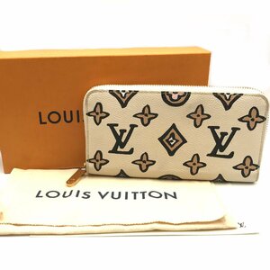 美品 LOUISVUITTON ルイヴィトン モノグラム ワイルド アット ハート ジッピー ウォレット 長 財布 ベージュ アニマル a2315