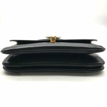 良品 CELINE セリーヌ 馬車金具 ヴィンテージ レザー ハンド バッグ ブラック a2287_画像3