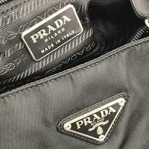 良品 PRADA プラダ 三角ロゴ テスート ナイロン ダブル ポケット ハンド バッグ ブラック a2652_画像8