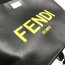 美品 FENDI フェンディ ペカン ロゴプレート ナイロン レザー リュック バッグパック ブラック a1865_画像10