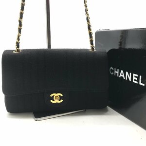 良品 CHANEL シャネル ココマーク コットンジャージ マドモアゼル チェーン ショルダー バッグ ブラック a2356