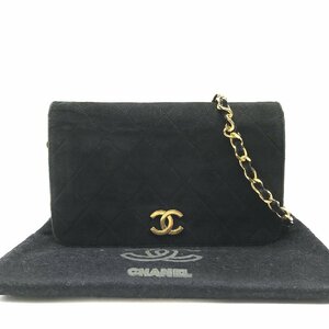 良品 CHANEL シャネル ミニ マトラッセ スエード ココマーク プッシュターンロック チェーン ショルダー バッグ ブラック a2431