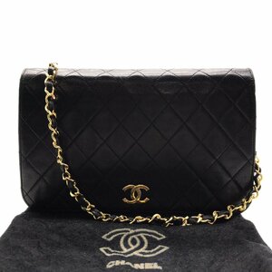 良品 CHANEL シャネル マトラッセ ラムスキン ココマーク プッシュロック チェーン ショルダー バッグ ブラック a2391