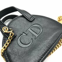 1円 良品 Christian Dior ディオール CDロゴ ヴィンテージ レザー ミニミニ チェーン ショルダー バッグ ブラック a2951_画像9