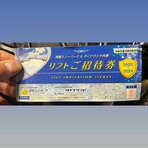 23-24 高鷲スノーパーク ダイナランド共通 リフト招待券 1枚 普通郵便送料無料　高鷲ダイナ ダイナランド リフト券 