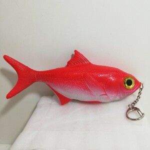 金目鯛 キンメダイ スクイーズ マスコット キーホルダー 17cm 未使用品 [リアル 魚 フィギュア]